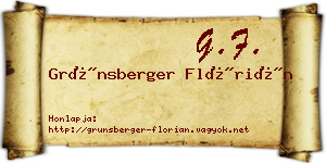 Grünsberger Flórián névjegykártya